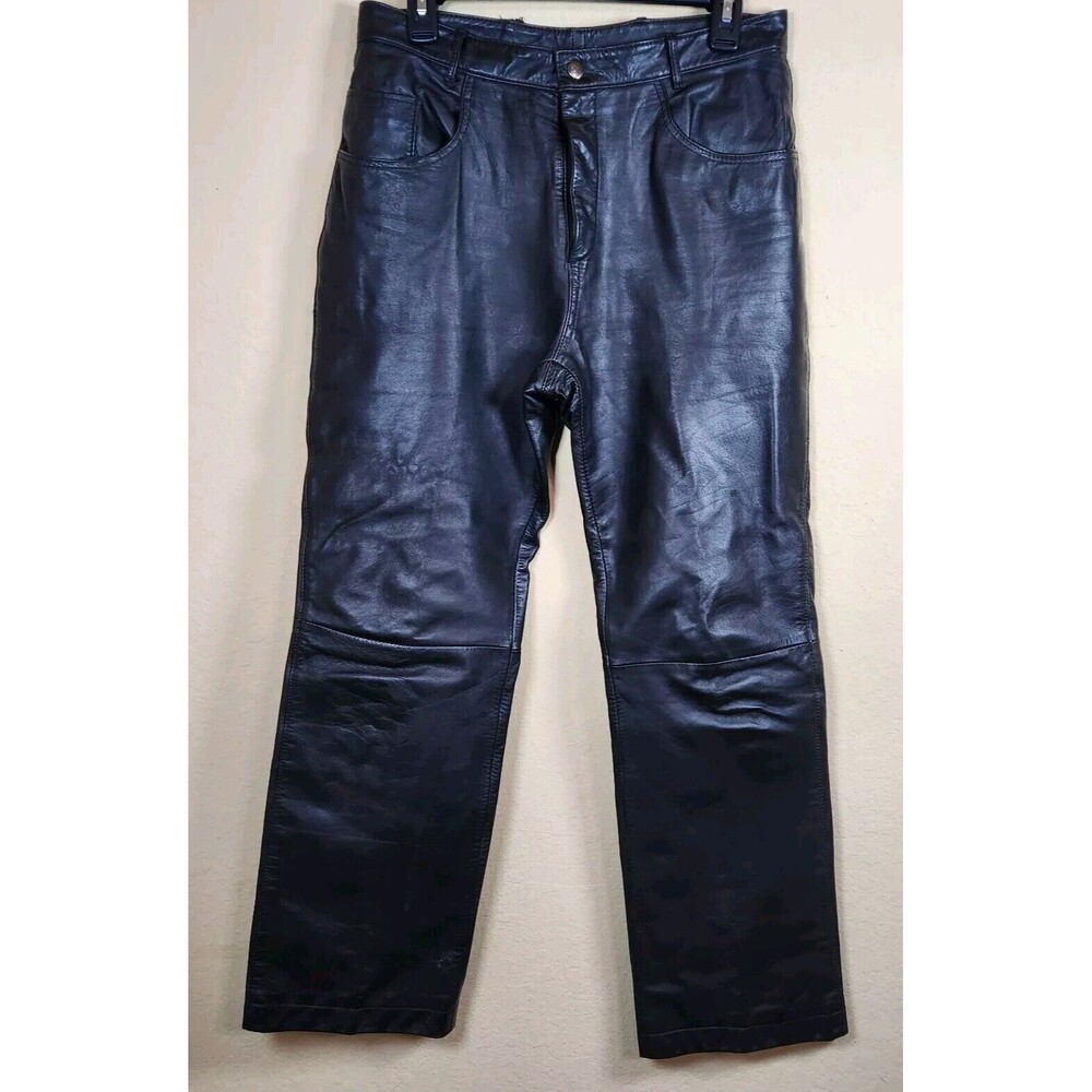 Leather Genuine Pants  Mens 32 Motorcycle‎ Biker Tamari Black